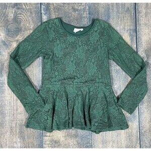 Little Fashionista Girls Size 10 Lace Dark Green Peplum! Christmas! Holiday!